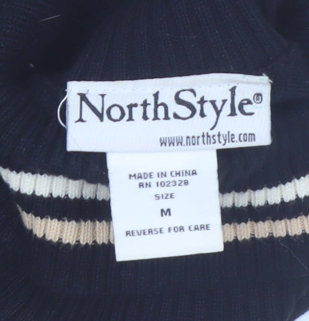 NorthStyle Women's Black Roll Neck Striped Cotton Jumper Size M