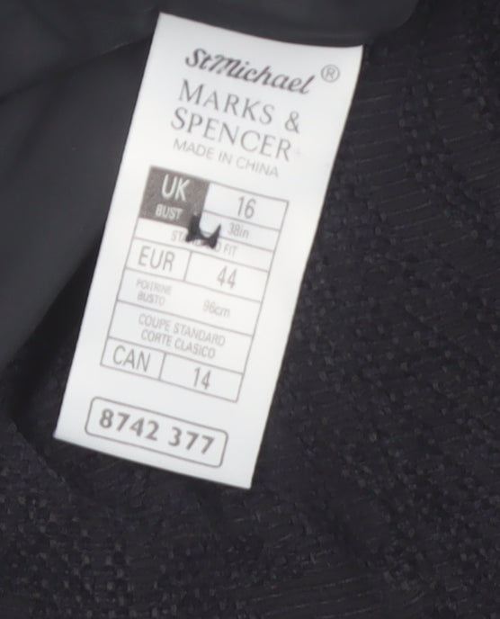 Marks & Spencer Women’s Black Classic Long Sleeve Mid-Length Coat Size 16