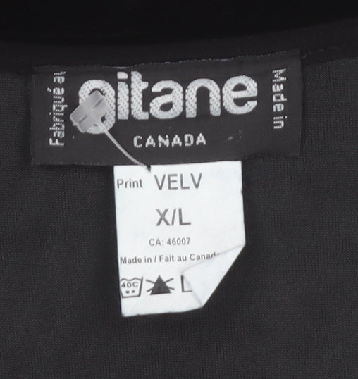 Gitane Women Black Velvet A-Line Short Sleeve Dress XL