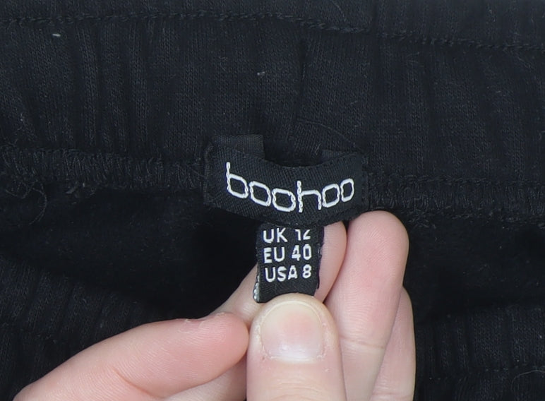 Boohoo Womens Black Jogger Sweatpants Size 12 Elastic Waist