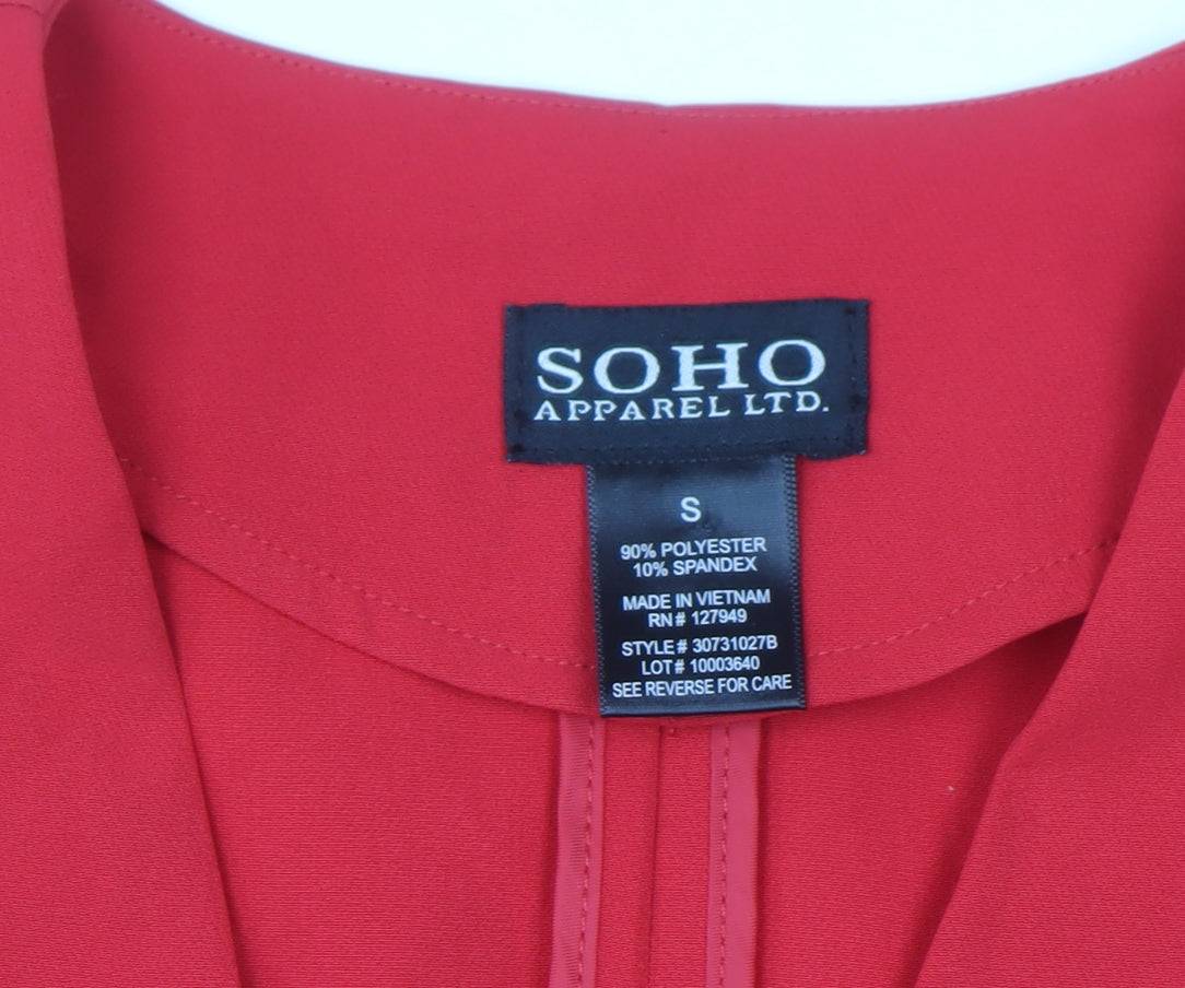 Soho Apparel Women’s Red Ruffle Sleeve Single Breasted Blazer Size S