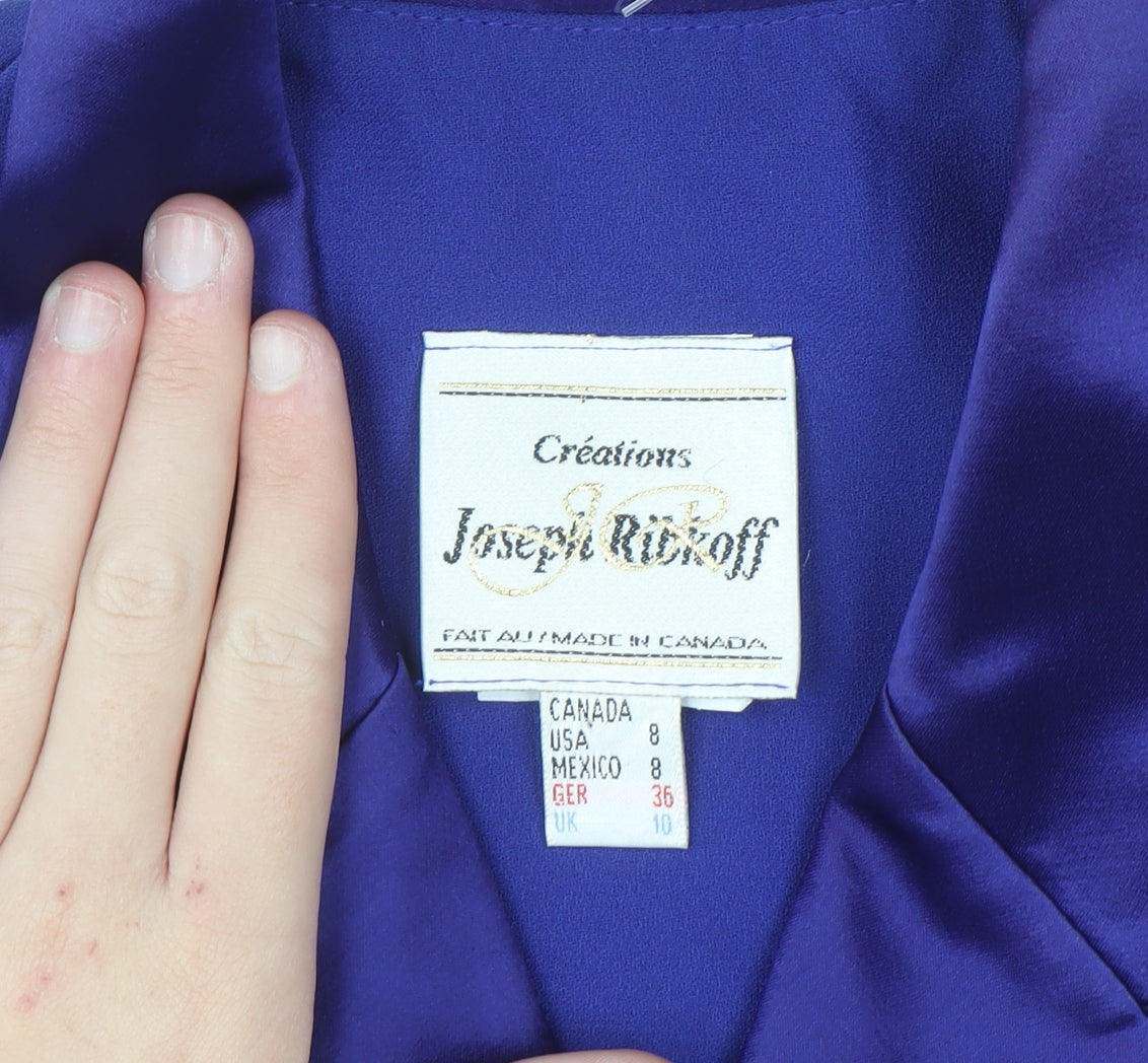 Joseph Ribkoff Women’s Blue Satin Trim Blazer UK 10 Long Sleeve Formal Jacket