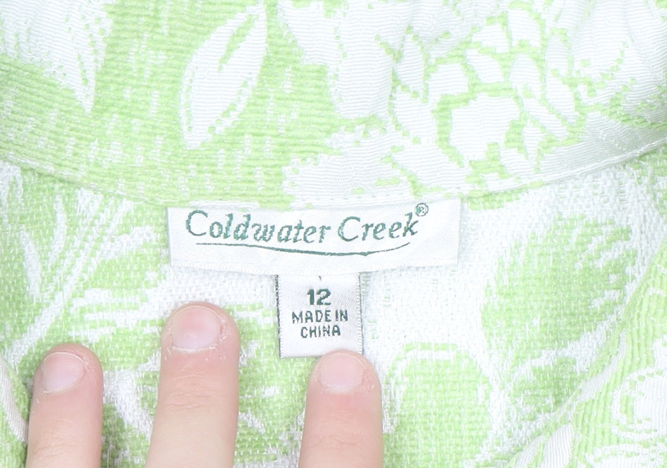 Coldwater Creek Women Green Floral Blazer Size 12 Lined Jacket
