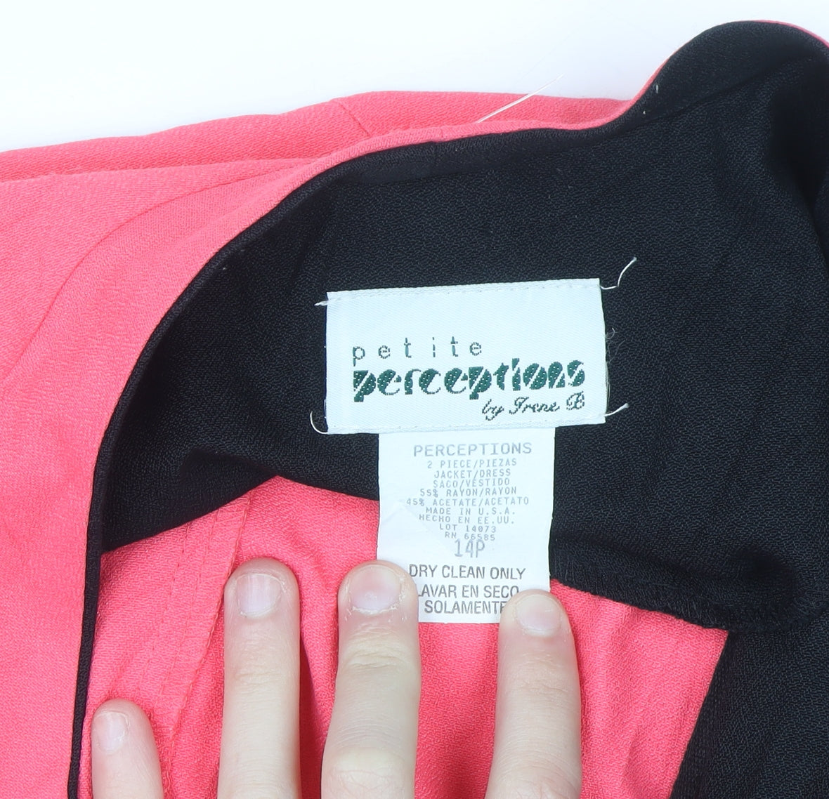 Perceptions Petite Women Pink Black Shawl Collar Blazer Jacket Size 14P