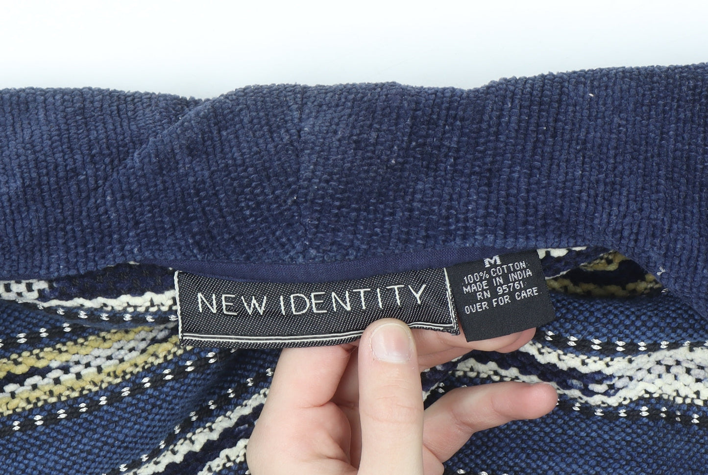 New Identity Women's Blue Striped Cotton Knit Blazer M