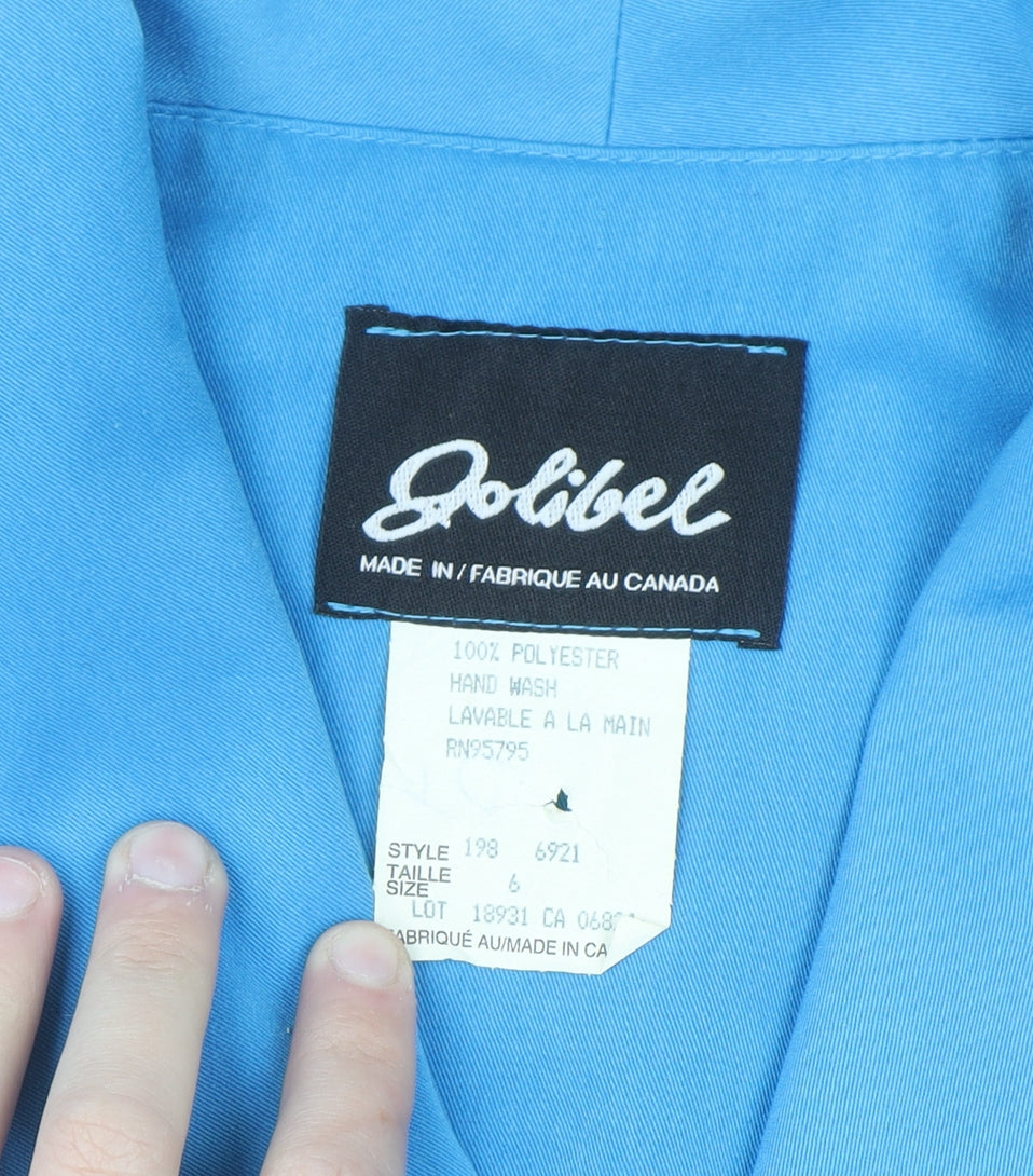 Golibel Women’s Blue Cropped Collared Short Sleeve Blouse Size 10