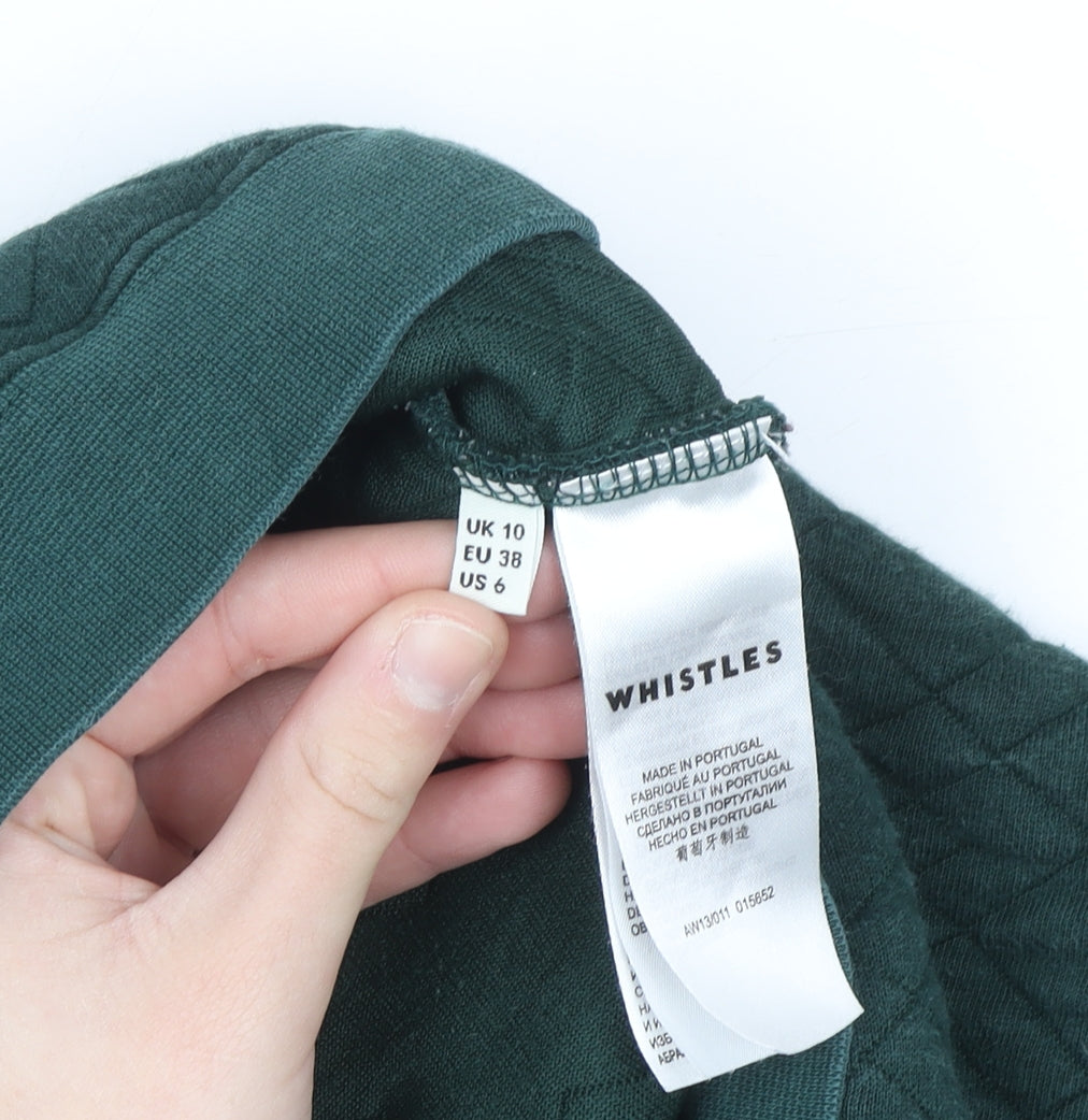 Whistles Women's Green Quilted Crew Neck Sweatshirt UK 10