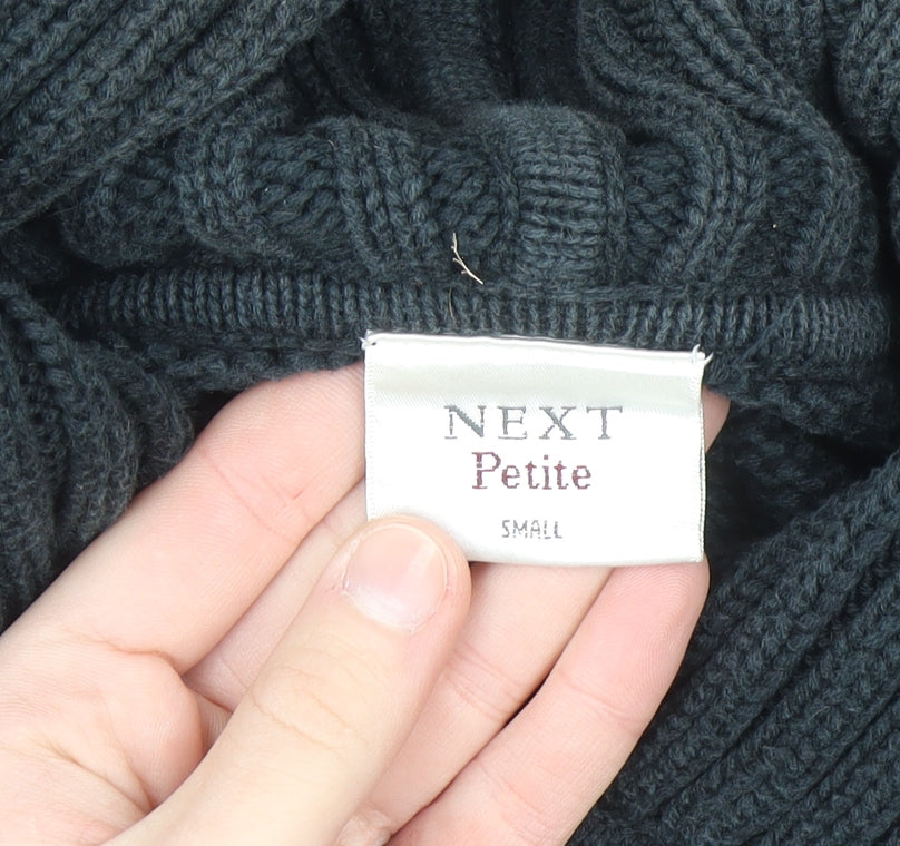 Next Petite Women's Black Chunky Knit Hooded Cardigan Small
