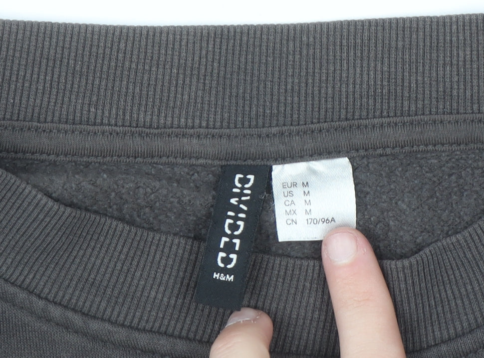 H&M Divided Women's Grey Pullover Sweatshirt Size 12 Sprint Track Graphic
