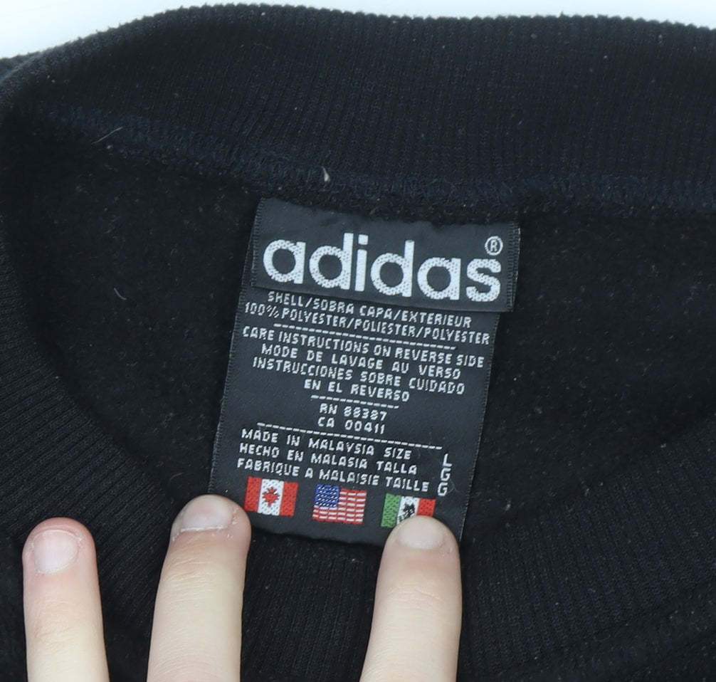 Adidas Men's Black Large Pullover Sweatshirt with Logo Embroidery