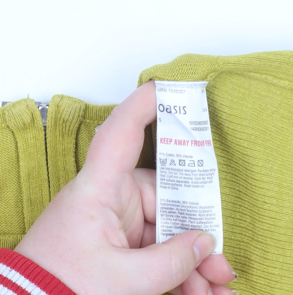 Oasis Women Yellow Knit Cotton Viscose Jumper S Crew Neck