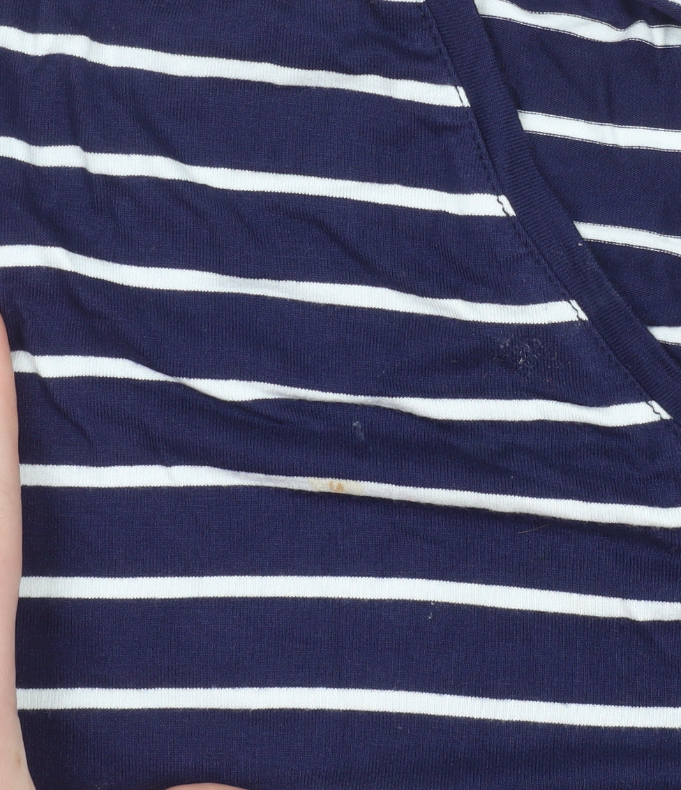 Joules Women’s Blue Striped V-Neck T-Shirt Size 10