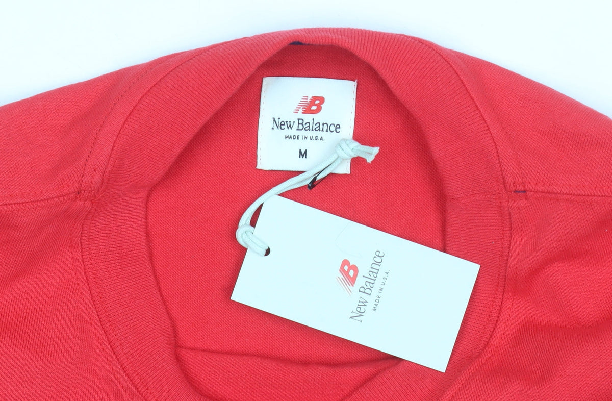 New Balance Men's Red Long Sleeve Crew Neck Graphic Top Size M