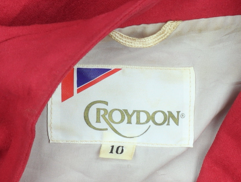 Croydon Womens Red Suede Long Trench Coat Size 10 Classic Style