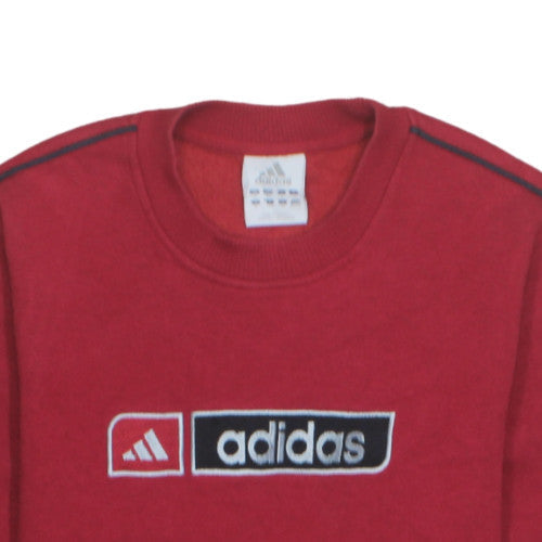 Adidas Men's Red Logo Crew Neck Pullover Sweatshirt Size L
