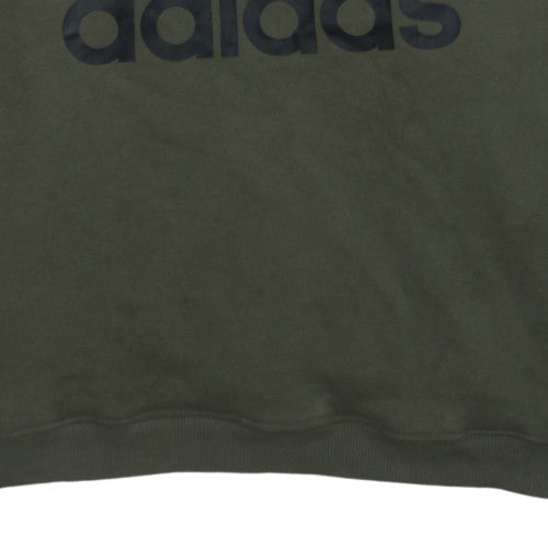 Adidas Mens Green Logo Crew Neck Pullover Sweatshirt Size L