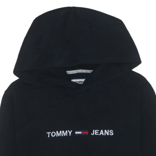 Tommy Jeans Men's Black S Pullover Hoodie with Embroidered Logo