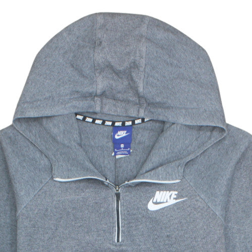 Nike Men’s Grey 1/2 Zip Hooded Sweatshirt M Fleece Logo