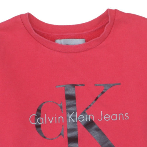 Calvin Klein Jeans Men's Red Small Pullover Logo Sweatshirt
