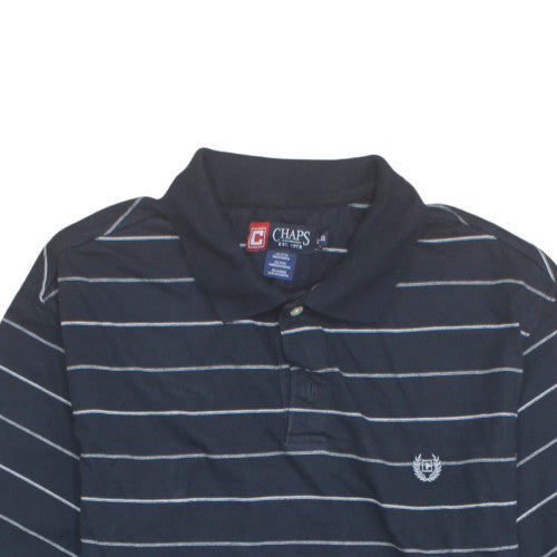 Chaps Men's Navy Blue Striped Cotton Polo Shirt XXL Classic Fit