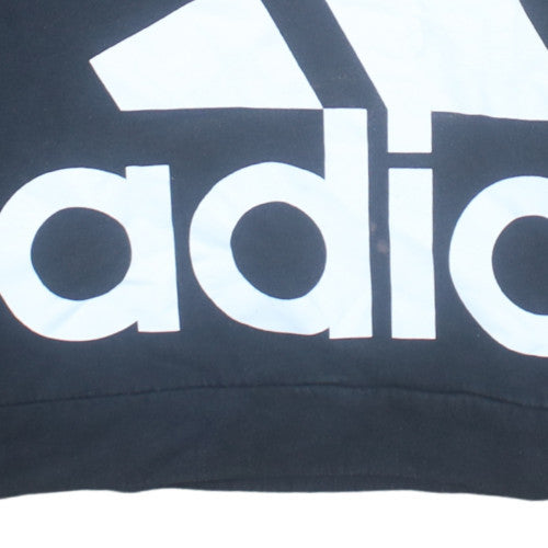 Adidas Men's Black Medium Pullover Hoodie Regular Fit Logo Fleece