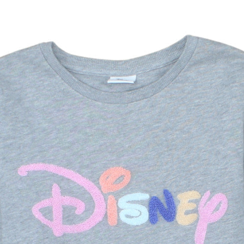 Disney Womens Grey Pullover Sweatshirt Size 8 Tu Cotton Blend Crew Neck