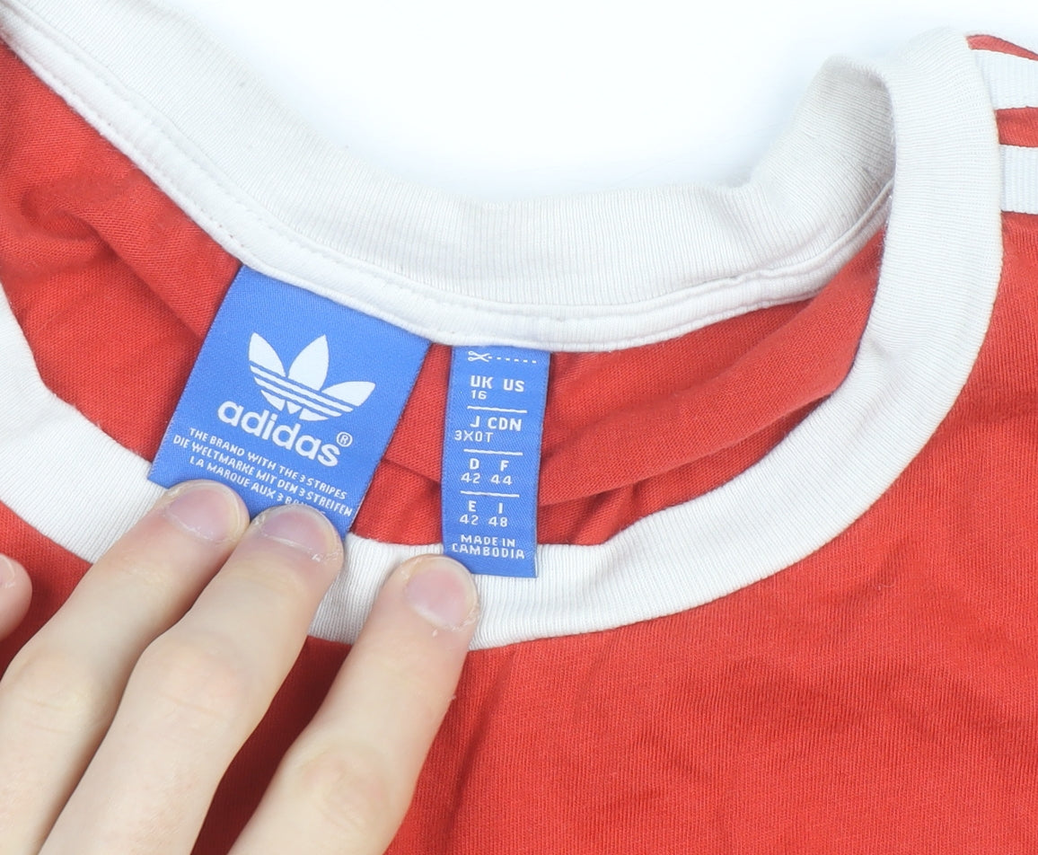 Adidas Men's Red Short Sleeve Crew Neck T-Shirt Size L 100% Cotton