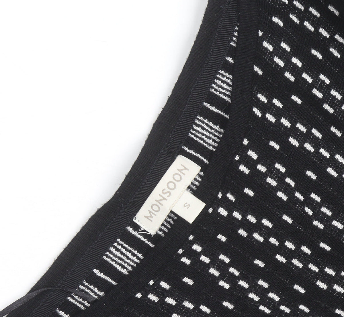 Monsoon Women’s Black Geometric Fit & Flare Knitted Dress Size S