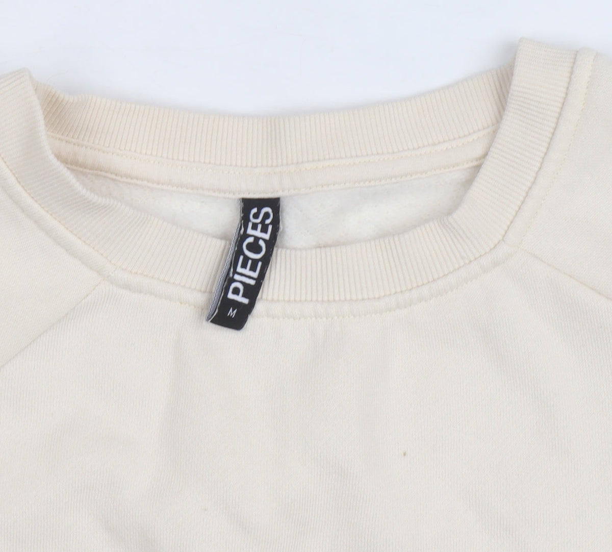 Pieces Women Beige Embroidered Pullover Sweatshirt M