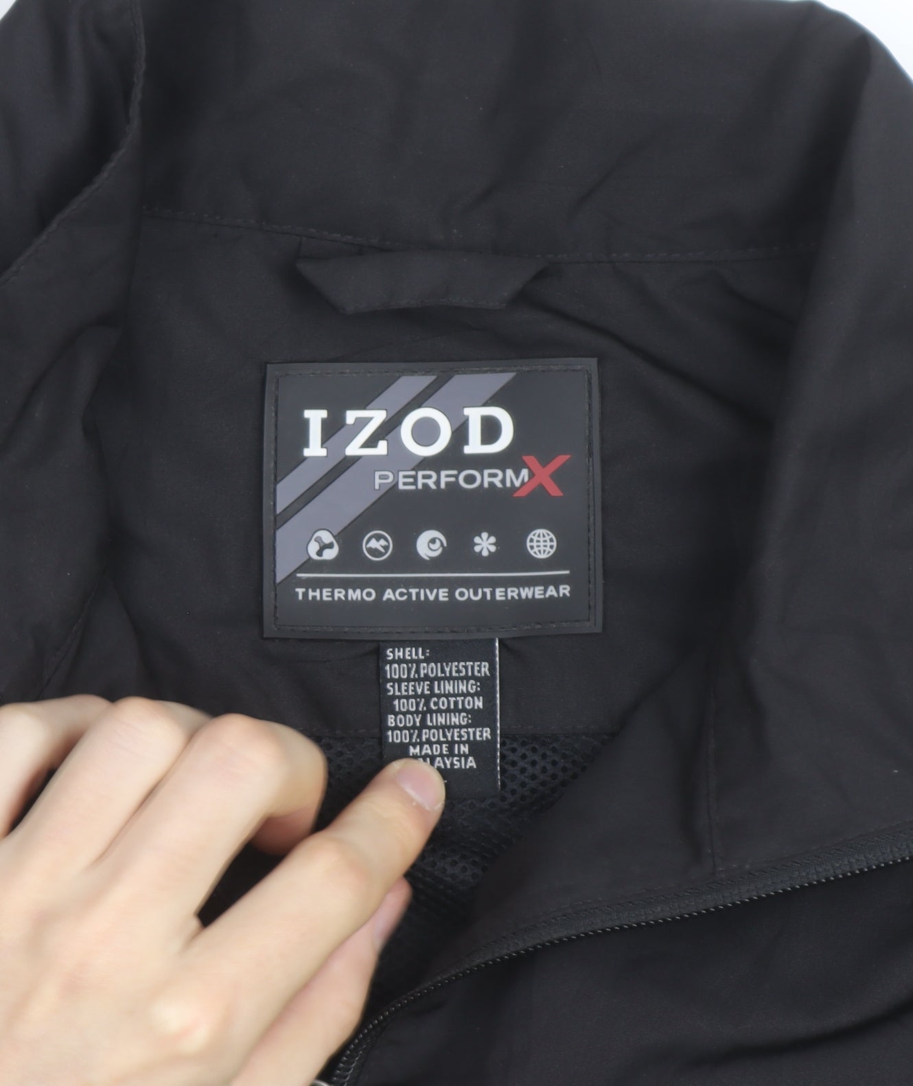 IZOD PerformX Men's Black L Windbreaker Jacket Polyester Outdoor
