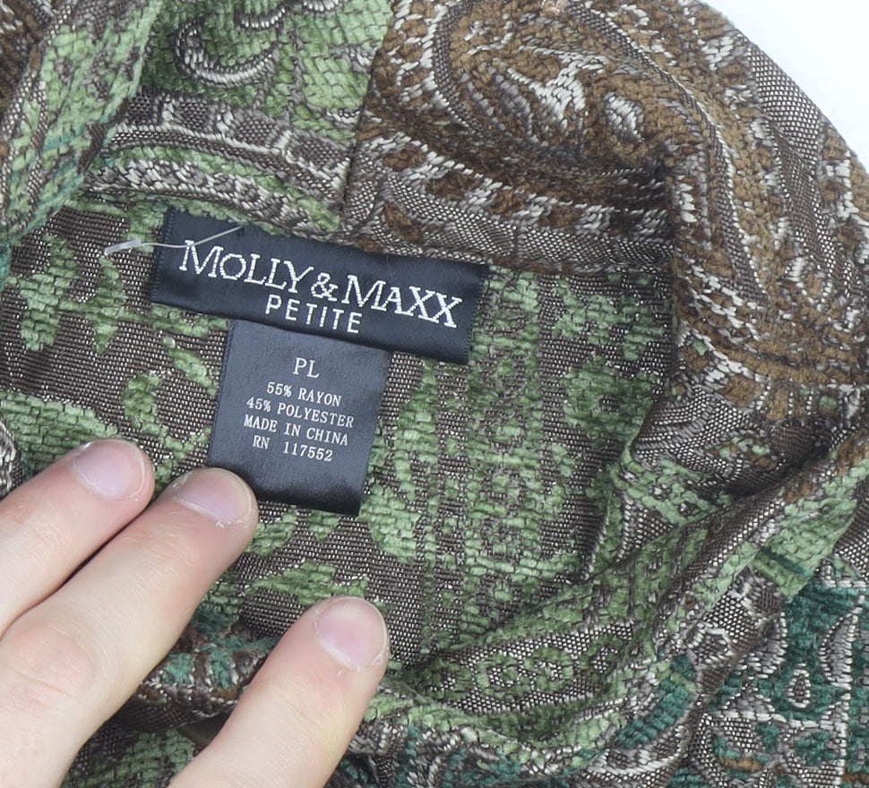 Molly & Maxx Petite Green Paisley Jacquard Jacket Women's S Classic