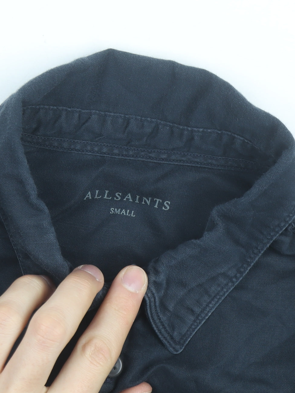 AllSaints Men's Blue Slim Fit Short Sleeve Button-Up Shirt Size S