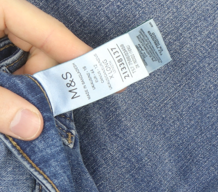 Marks & Spencer Women's Blue Sienna Straight Leg Jeans Size 16 Long Denim