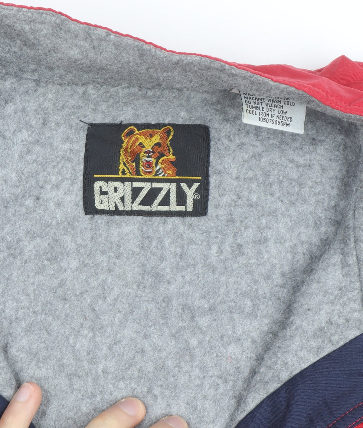 Grizzly Men's Red L Bomber Jacket Nylon Lined Full Zip Vintage