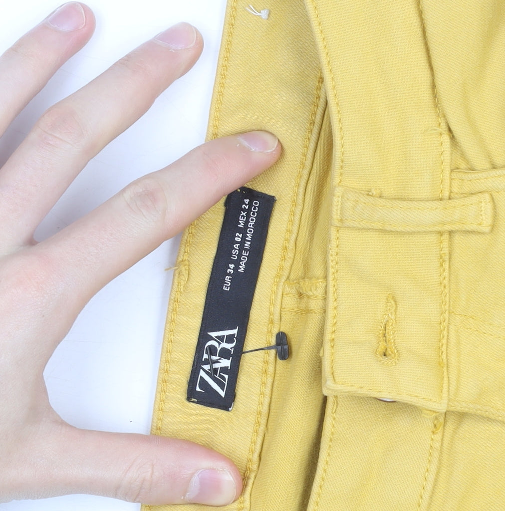 Zara Women Yellow Skinny Chino Trousers Size 6