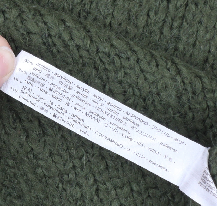 Zara Women Green Chunky-Knit Pullover Jumper Size 8
