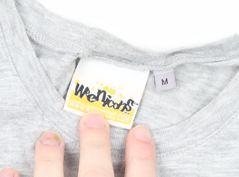 Weenicons Men's Grey Band Graphic T-Shirt M Short Sleeve Cotton