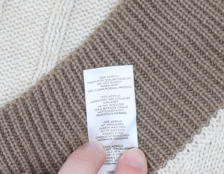 In The Style Women’s Beige Cable-Knit V-Neck Pullover Jumper Size 14