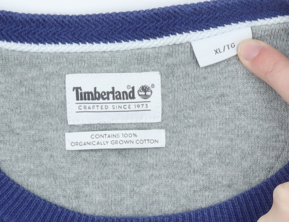 Timberland Men's Blue Cotton Crew Neck Pullover Jumper XL