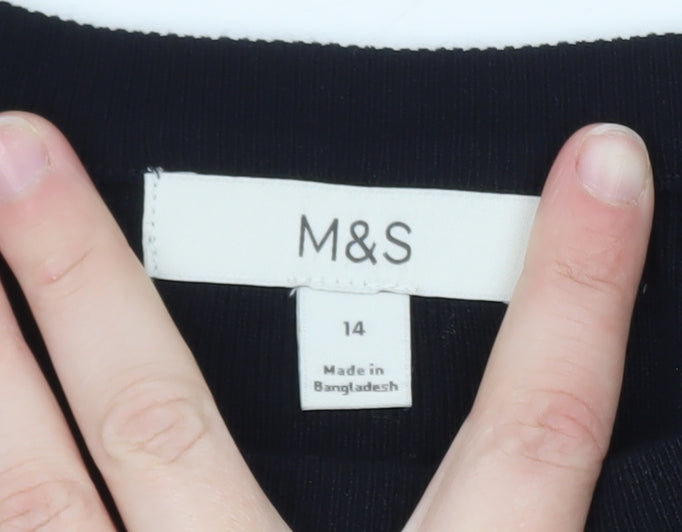 Marks & Spencer Womens Purple Floral Knit Pullover Jumper Size 14