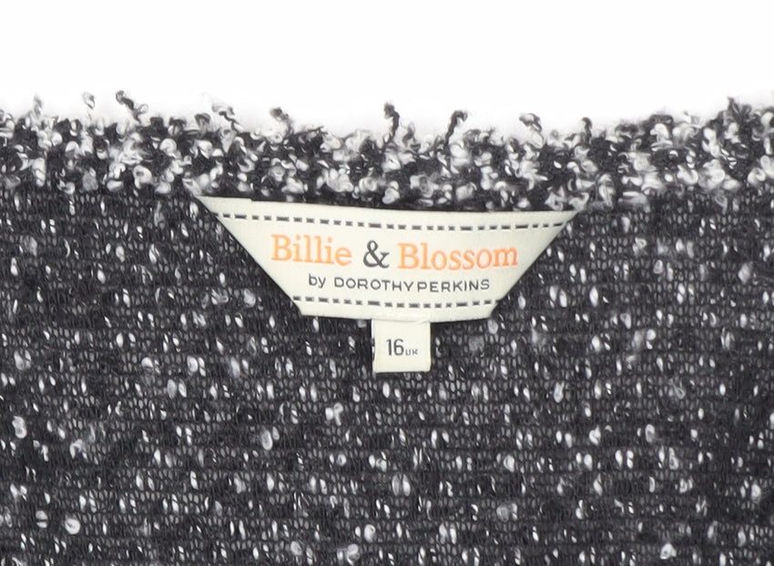 Billie & Blossom by Dorothy Perkins Women's Black & White Open Knit Cardigan Size 16