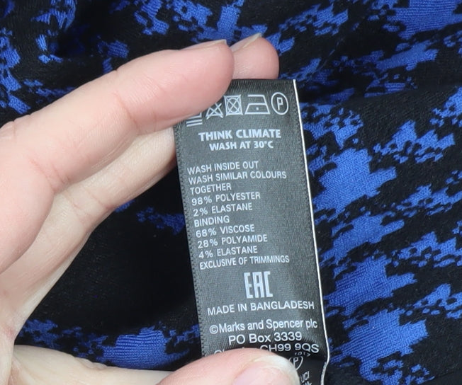 Marks and Spencer Women Blue Check Knit Open Jacket Size 10