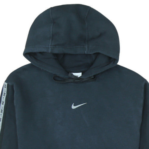 Nike Men's Black Small Pullover Hoodie with Logo Tape Detail