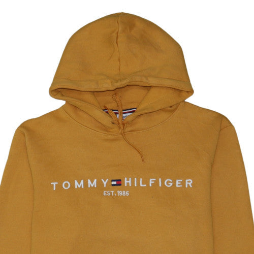 Tommy Hilfiger Men's Yellow Pullover Hoodie L Embroidered Logo