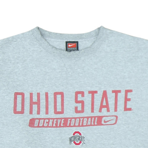 Nike Men Grey Ohio State Buckeye Football Crew Neck Sweatshirt Size M