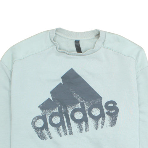 adidas Men Blue Pullover Sweatshirt L Crew Neck Long Sleeve