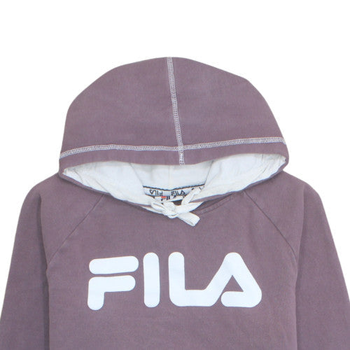 Fila Womens Purple Hoodie Size 12 Cotton Blend Pullover Sweatshirt