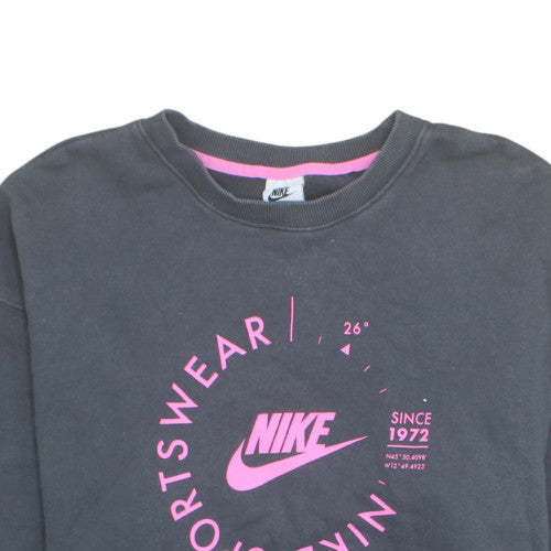 Nike Womens Black Pink Crew Neck Pullover Sweatshirt M