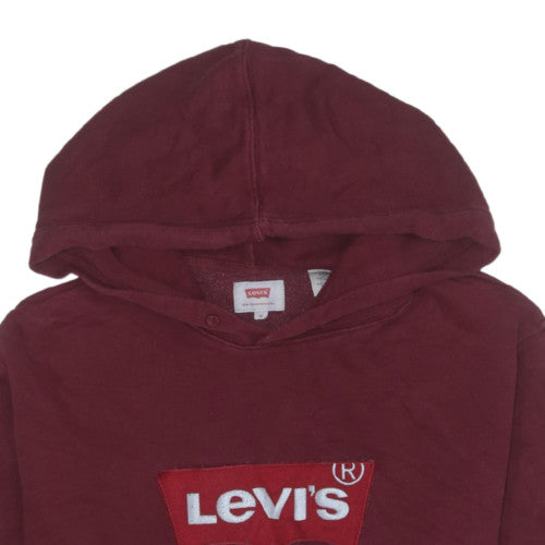 Levi's Men's Red Pullover Hoodie M Regular Fit Fleece Logo