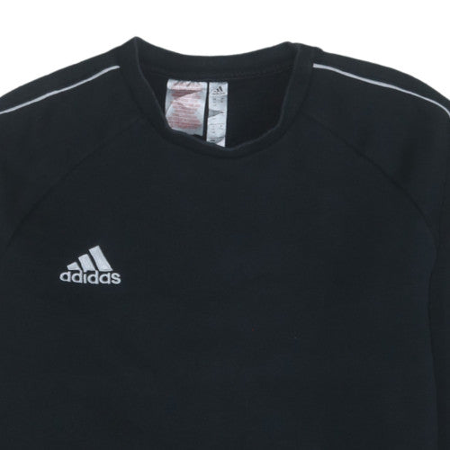 Adidas Boys Black Crew Neck Sweatshirt 15-16 Years Classic Style